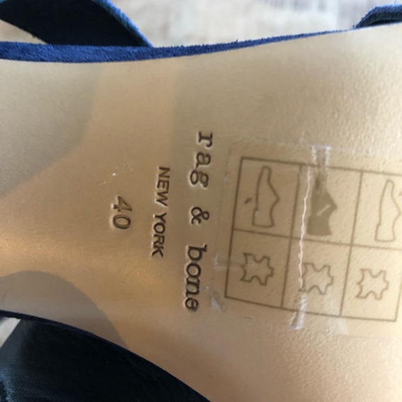 Rag & Bone Madison Heels Italian Calf Blue Suede 9 - Picture 7 of 7